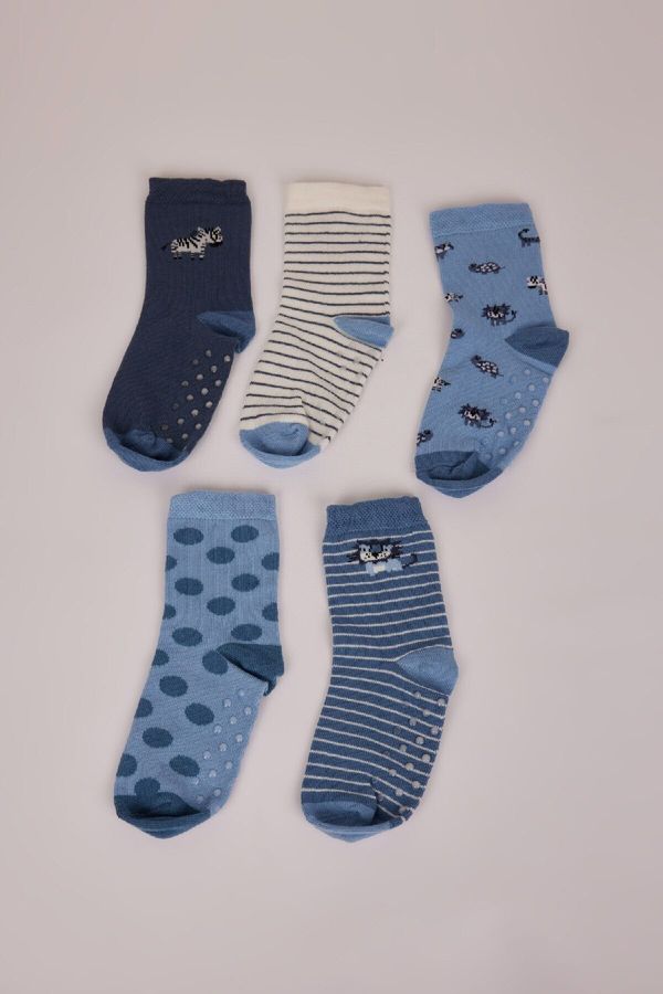 DEFACTO DEFACTO Baby Boy Non-Slip Sole 5-Pack Cotton Long Socks