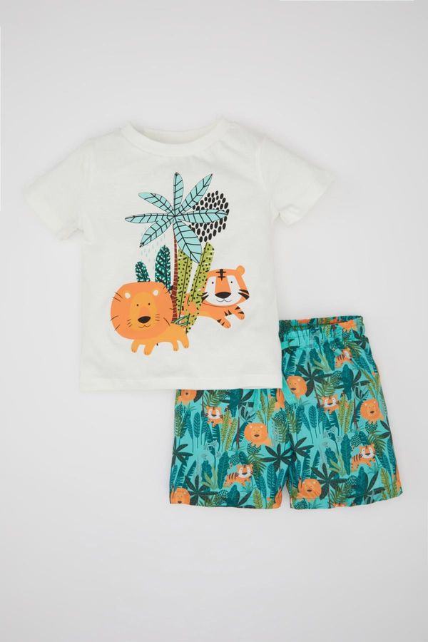 DEFACTO DEFACTO Baby Boy Printed Short Sleeve T-shirt Shorts 2-Piece Set