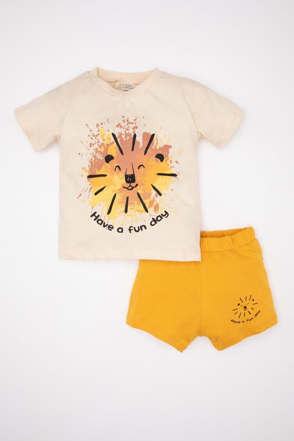 DEFACTO DEFACTO Baby Boy Printed Short Sleeve T-Shirt Shorts 2-Piece Set