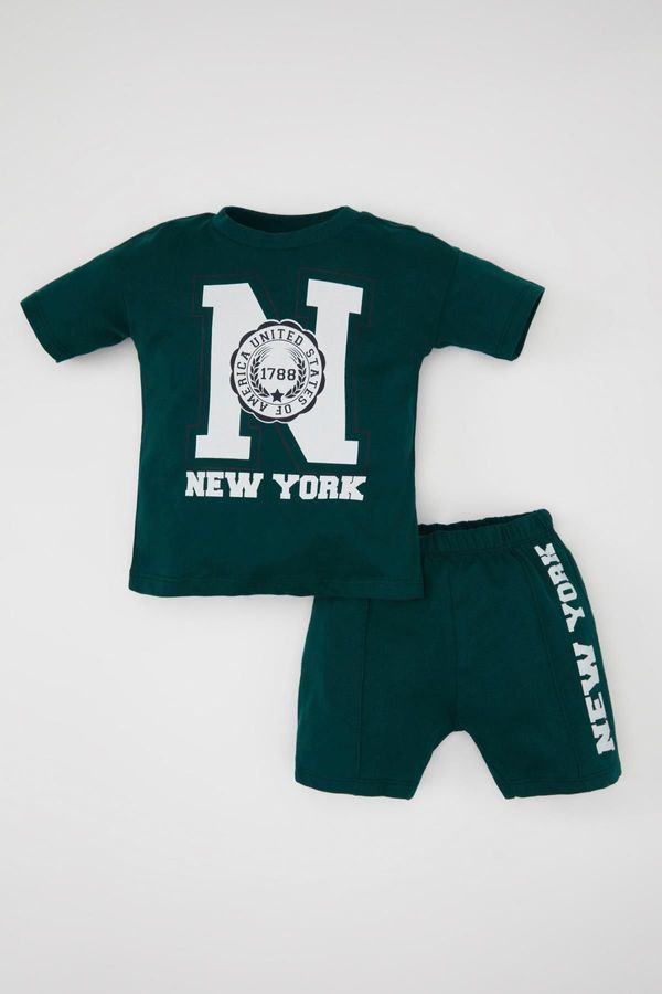 DEFACTO DEFACTO Baby Boy Printed Short Sleeve T-Shirt Shorts 2-Piece Set