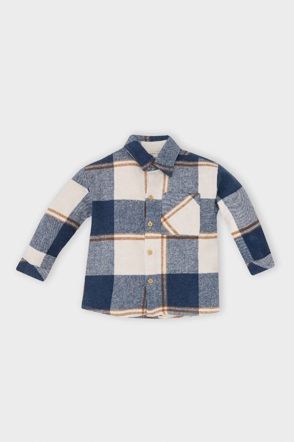 DEFACTO DEFACTO Baby Boy Shirt Collar Flannel Long Sleeve Pocket Plaid Shirt