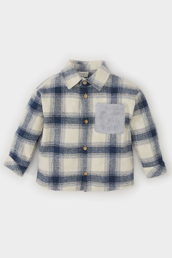 DEFACTO DEFACTO Baby Boy Shirt Collar Flannel Plaid Long Sleeve Shirt