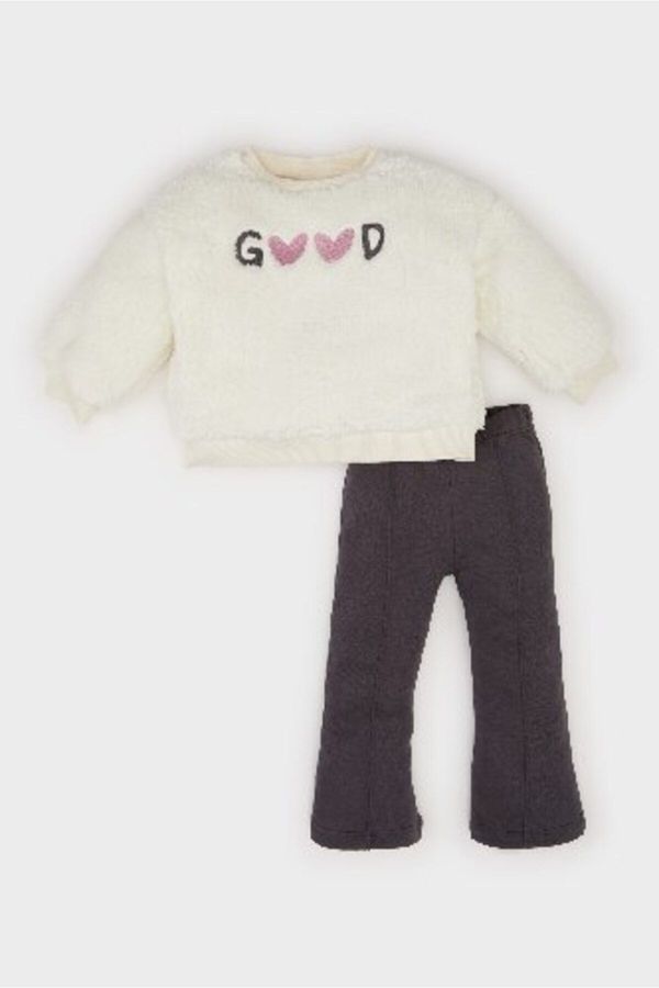 DEFACTO DEFACTO Baby Girl 2-Piece Set Crew Neck Printed Sweatshirt Bell Bottom