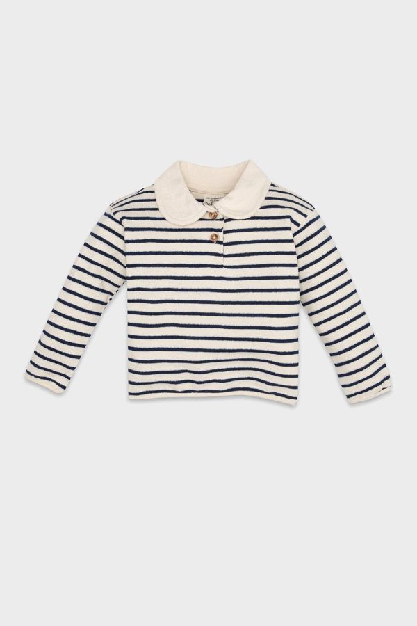 DEFACTO DEFACTO Baby Girl Baby Collar Buttoned Soft Furry Striped Sweatshirt
