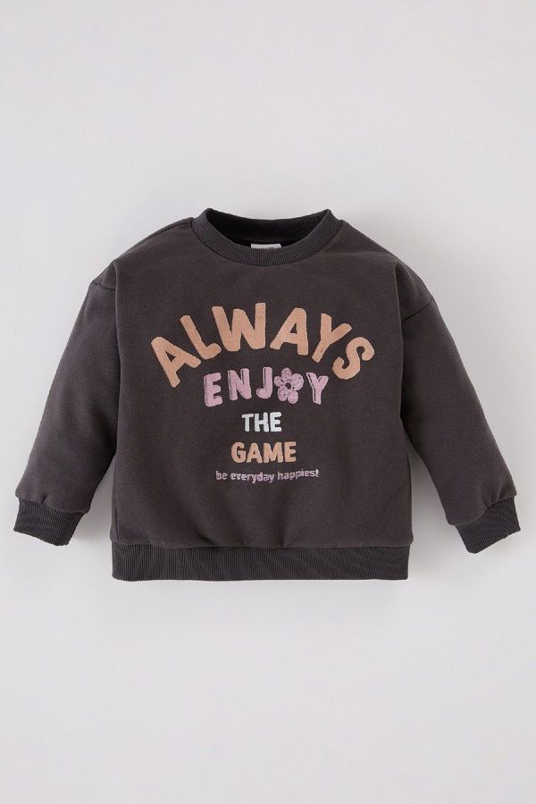 DEFACTO DEFACTO Baby Girl Crew Neck Printed Sweatshirt