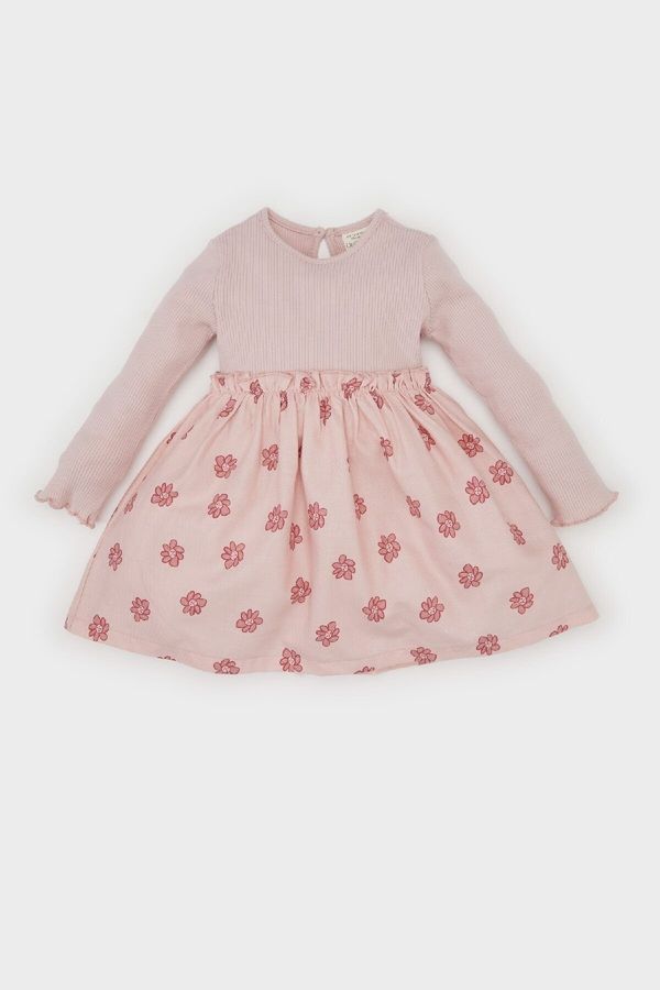 DEFACTO DEFACTO Baby Girl Floral Long Sleeve Ribbed Camisole Dress