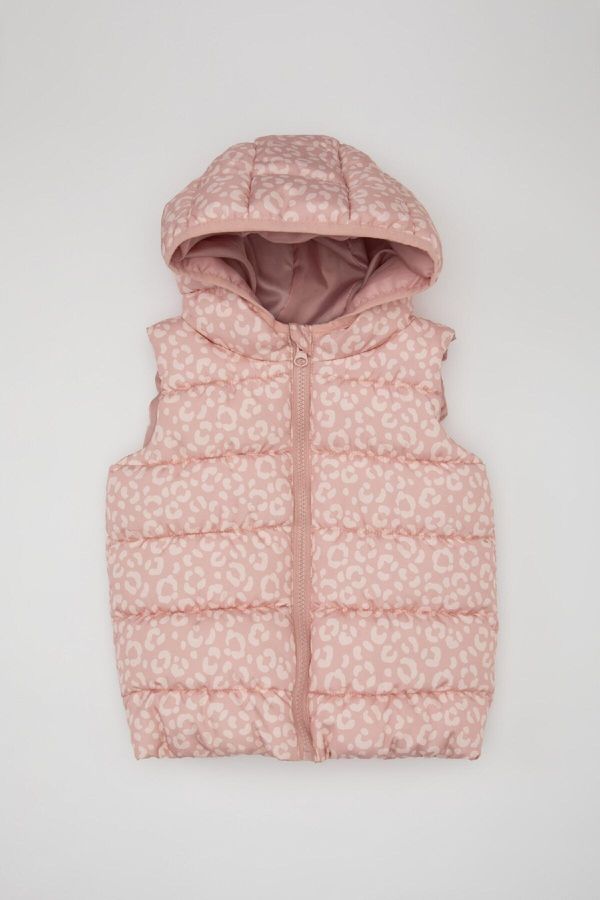 DEFACTO DEFACTO Baby Girl Hooded Water Repellent Fabric Patterned Puffer Vest