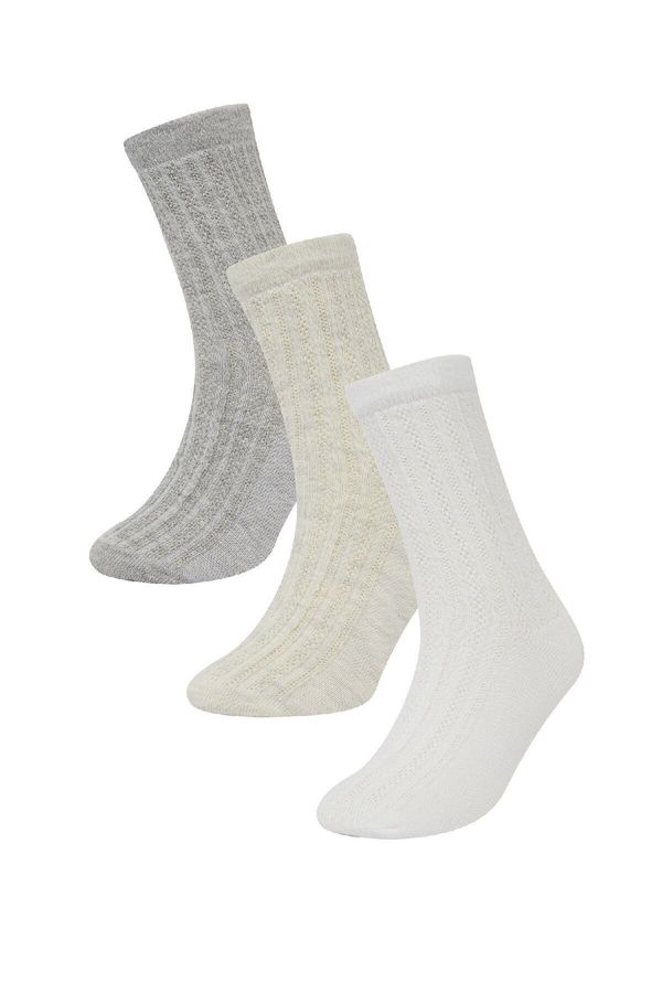 DEFACTO DEFACTO Baby Girl Non-Slip Sole 3-Pack Cotton Long Socks