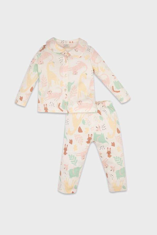 DEFACTO DEFACTO Baby Girl Safari Printed Long Sleeve 2-Piece Pajama Set