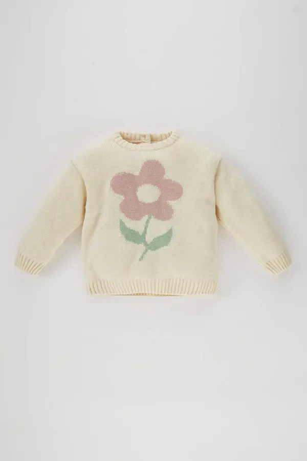 DEFACTO DEFACTO BabyGirl Regular Fit Flower Crew Neck Pullover