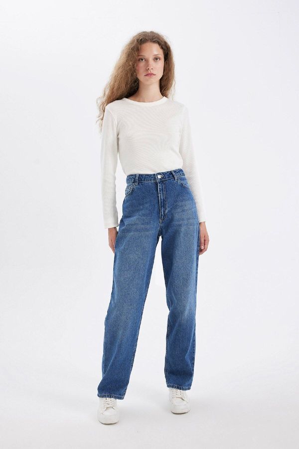 DEFACTO DEFACTO Baggy Fit High Waist Long Jean Washed Trousers