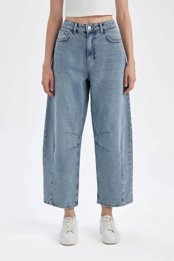 DEFACTO DEFACTO Baggy Fit High Waist Long Jean Washed Trousers