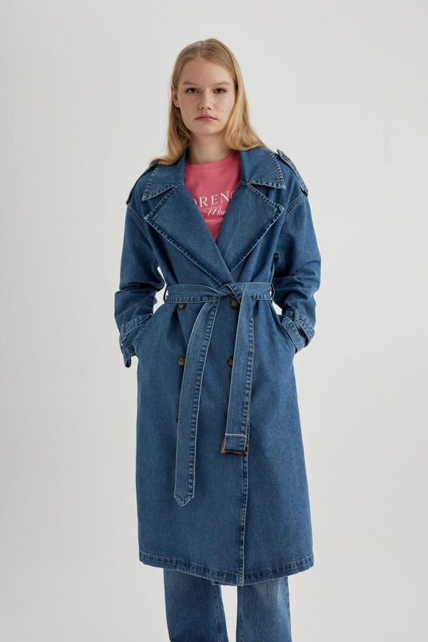 DEFACTO DEFACTO Belted Long Jean Jacket