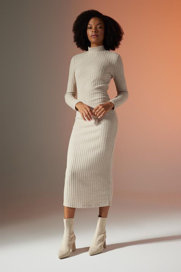 DEFACTO DEFACTO Bodycon Half Turtleneck Long Sleeve Maxi Dress