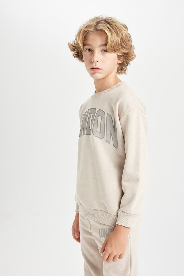 DEFACTO DEFACTO Boy Oversize Fit Crew Neck Thick School Sweatshirt