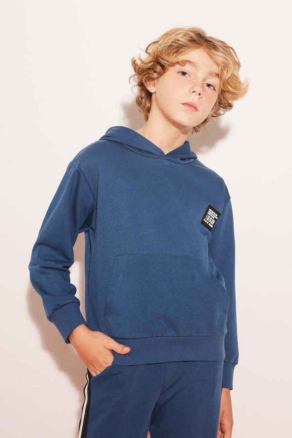 DEFACTO DEFACTO Boy Oversize Wide Pattern Hooded Sweatshirt