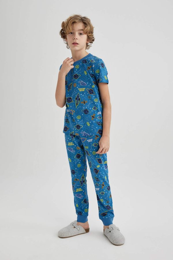 DEFACTO DEFACTO Boy Patterned Short Sleeve 2 Piece Pajama Set