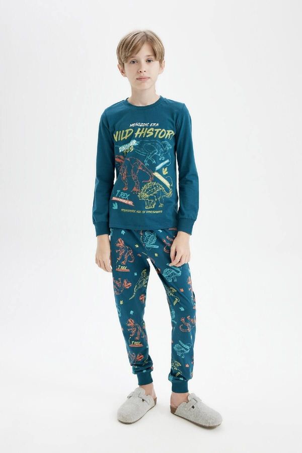 DEFACTO DEFACTO Boy Printed Long Sleeve Top Long Bottom Pajama Set