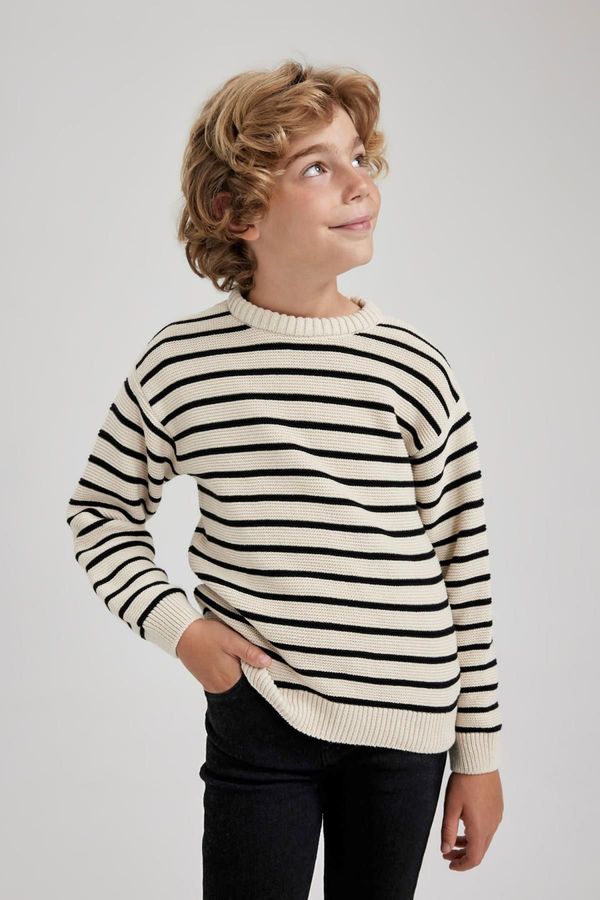 DEFACTO DEFACTO Boy&#39;s Striped Crew Neck Sweater