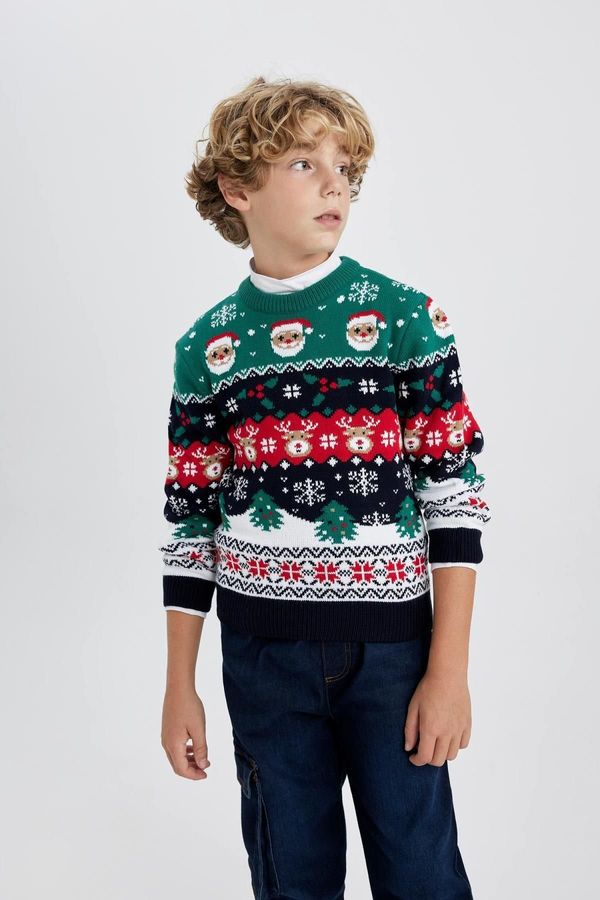 DEFACTO DEFACTO Boy's Christmas Themed Mini Me Crew Neck Sweater