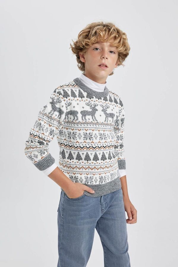 DEFACTO DEFACTO Boy's Christmas Themed Mini Me Crew Neck Sweater