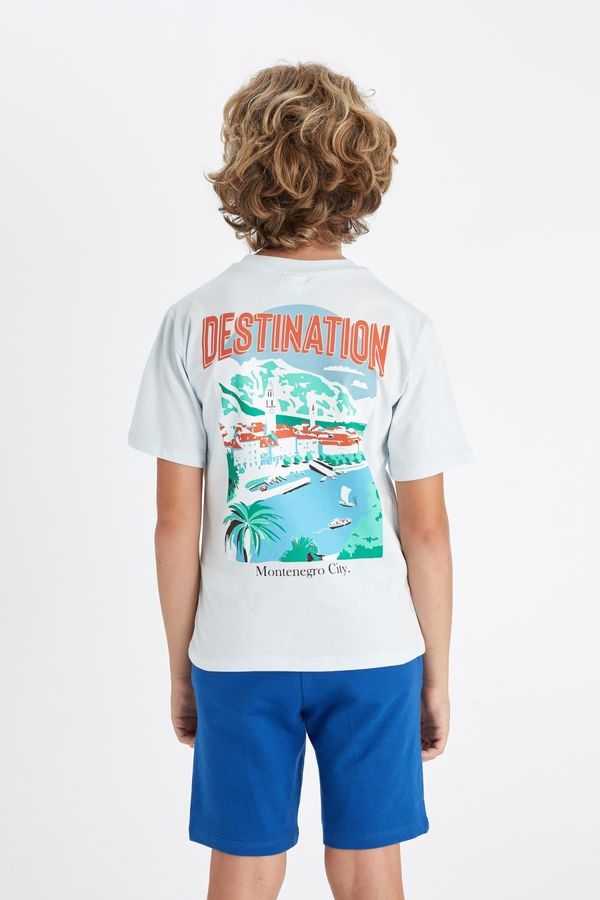 DEFACTO DEFACTO Boy's Crew Neck Back Printed Short Sleeve T-Shirt