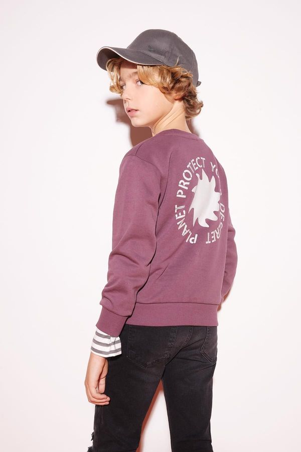 DEFACTO DEFACTO Boy's Crew Neck Back Printed Sweatshirt