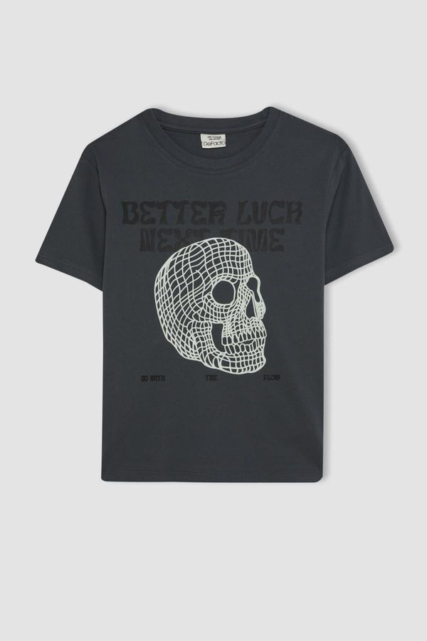 DEFACTO DEFACTO Boy's Crew Neck Color Changing Printed Short Sleeve T-Shirt