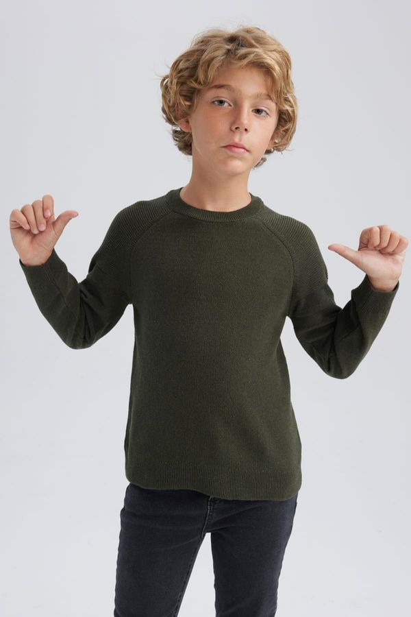 DEFACTO DEFACTO Boy's Crew Neck Cotton Knitted Sweater