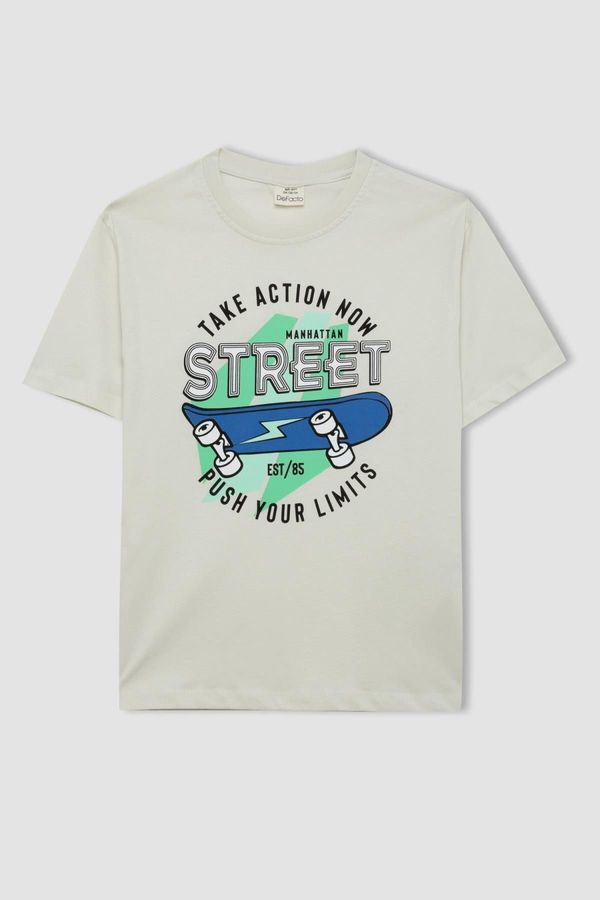 DEFACTO DEFACTO Boy's Crew Neck Printed Short Sleeve T-Shirt