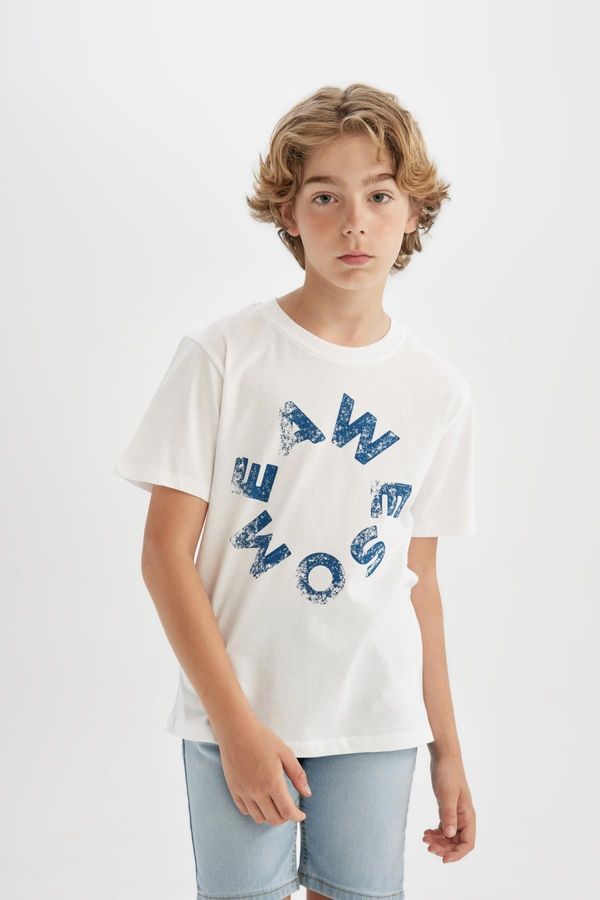 DEFACTO DEFACTO Boy's Crew Neck Printed Short Sleeve T-Shirt