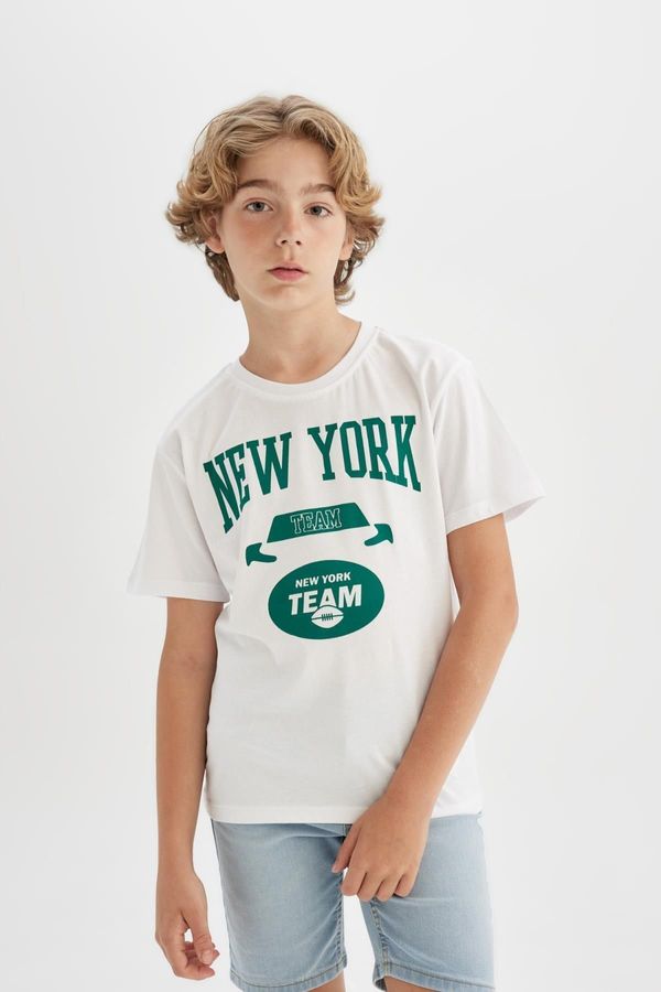 DEFACTO DEFACTO Boy's Crew Neck Printed Short Sleeve T-Shirt