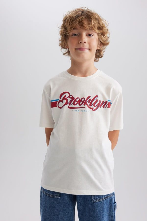 DEFACTO DEFACTO Boy's Crew Neck Printed Short Sleeve T-Shirt