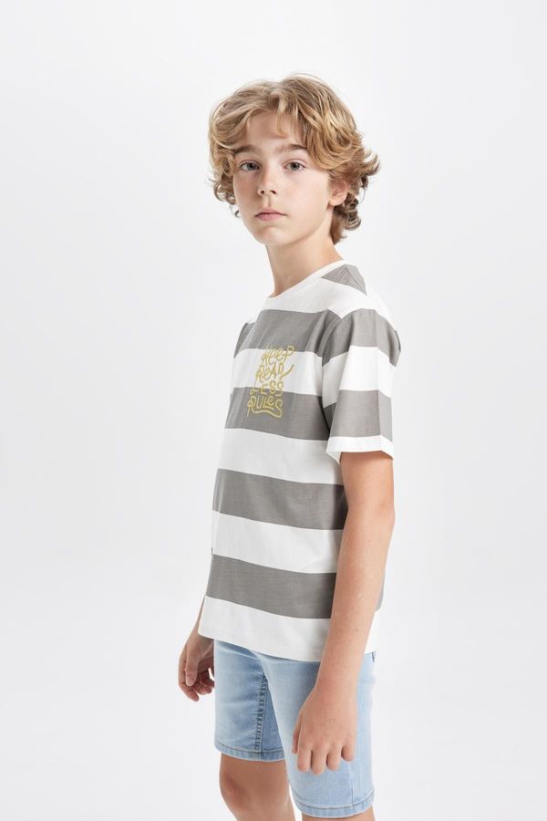 DEFACTO DEFACTO Boy's Crew Neck Printed Short Sleeve T-Shirt