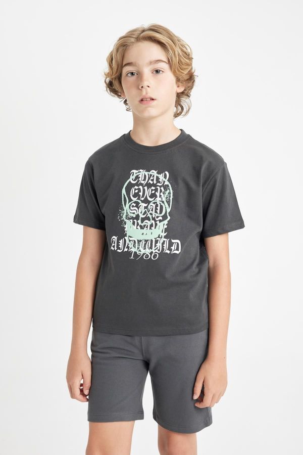 DEFACTO DEFACTO Boy's Crew Neck Printed Short Sleeve T-Shirt