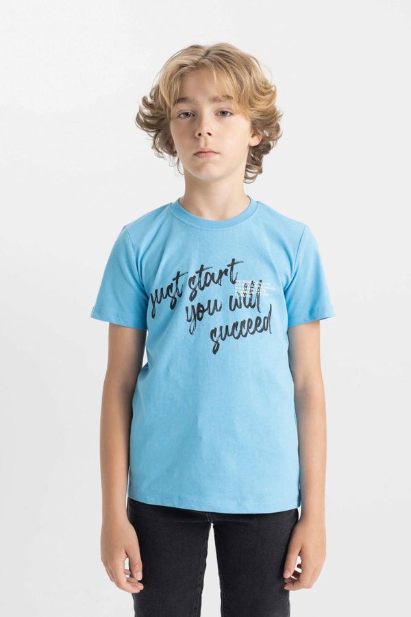 DEFACTO DEFACTO Boy's Crew Neck Printed Short Sleeve T-Shirt