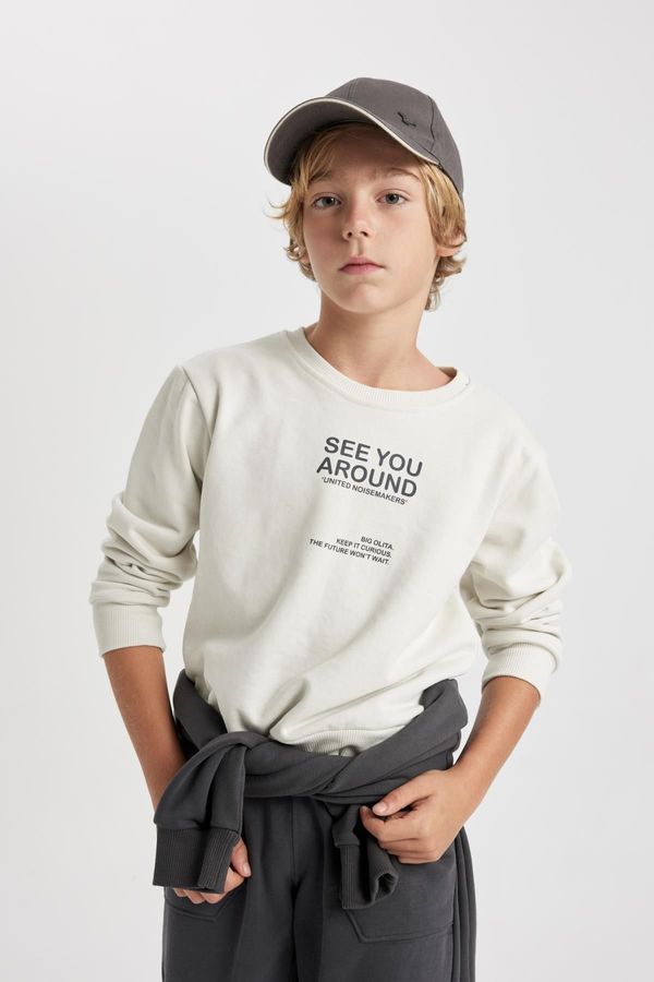 DEFACTO DEFACTO Boy's Crew Neck Printed Sweatshirt