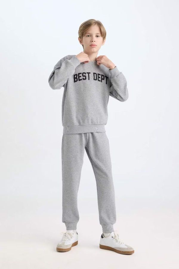 DEFACTO DEFACTO Boy's Crew Neck Printed Sweatshirt Tracksuit Bottom 2-Piece Set