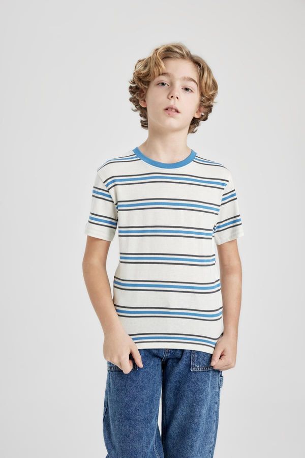 DEFACTO DEFACTO Boys' Crew Neck Striped Short Sleeve T-Shirt