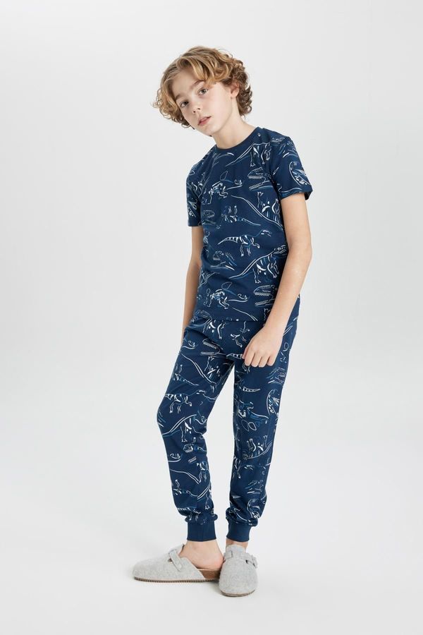 DEFACTO DEFACTO Boy's Dinosaur Printed Short Sleeve Pajamas Set