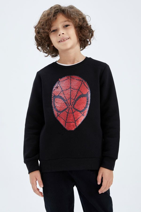 DEFACTO DEFACTO Boys Marvel Spiderman Sequined Crew Neck Sweatshirt