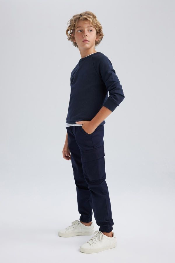 DEFACTO DEFACTO Boys' Navy Blue Cargo Jogger Gabardine School Pants.