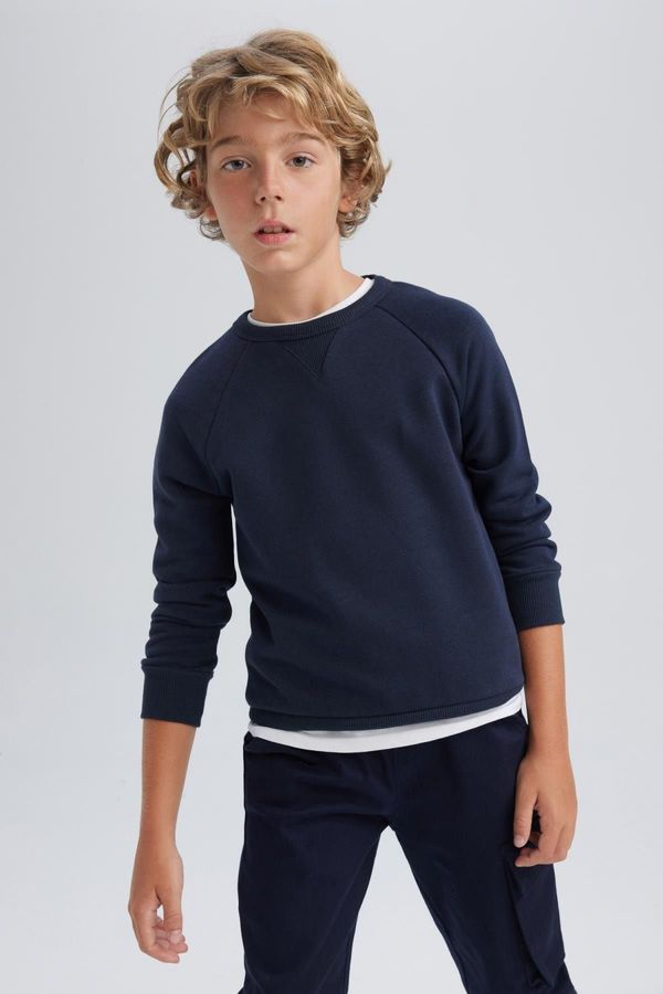 DEFACTO DEFACTO Boy's Navy Blue New Crew Neck School Sweatshirt