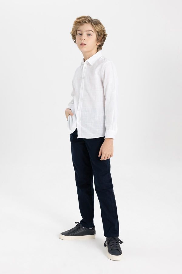 DEFACTO DEFACTO Boy's Navy Blue Straight Leg Gabardine Trousers