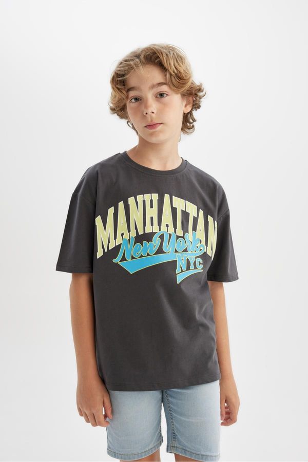 DEFACTO DEFACTO Boy's Oversize Fit Crew Neck Printed Short Sleeve T-Shirt