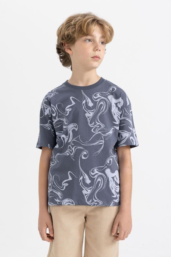 DEFACTO DEFACTO Boy's Oversize Fit Crew Neck Printed Short Sleeve T-Shirt