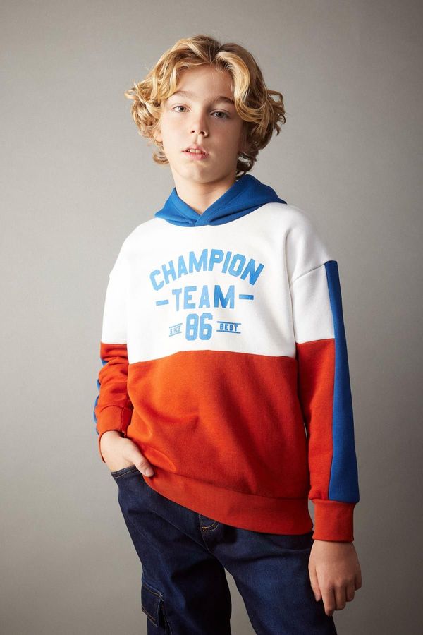 DEFACTO DEFACTO Boy's Oversize Fit Hooded Thick Sweatshirt