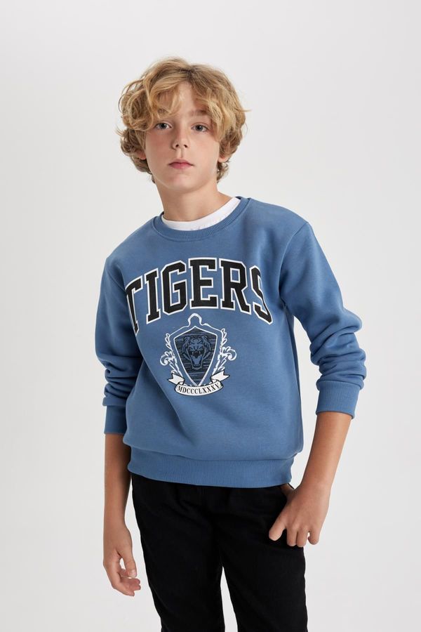 DEFACTO DEFACTO Boy's Printed Crew Neck Thick Sweatshirt