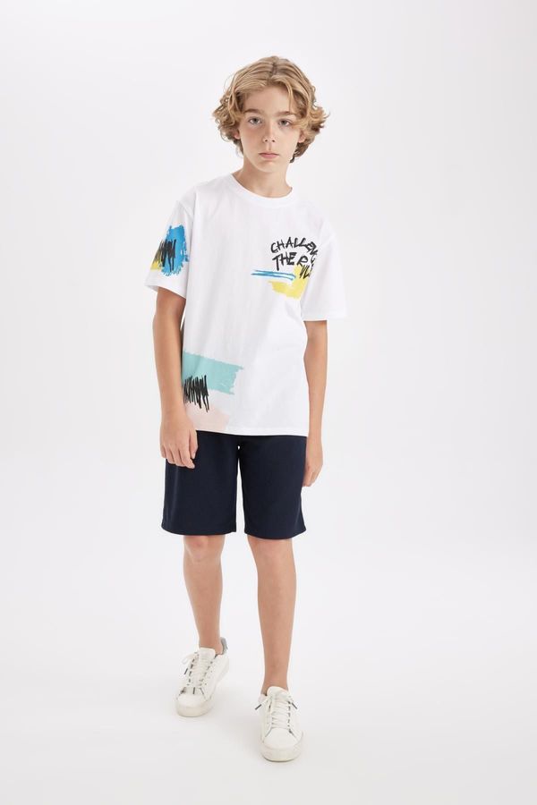 DEFACTO DEFACTO Boy's Printed Short Sleeve T-Shirt Shorts 2-Piece Set