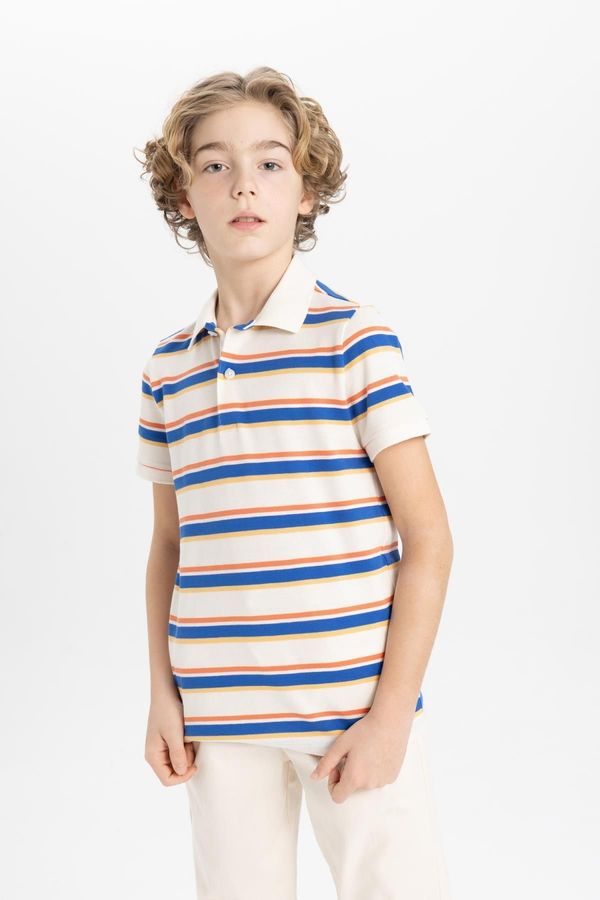 DEFACTO DEFACTO Boys Striped Pique Short Sleeve Polo T-Shirt